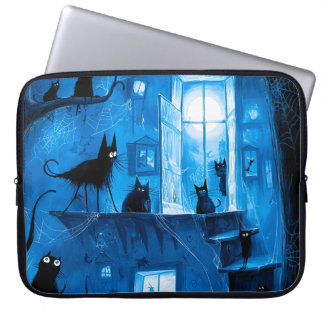 Funda Para Portátil Gatos negros góticos caprichosos de Halloween espe