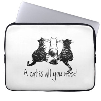 Funda Para Portátil Gatos negros ilustrados Un gato es todo lo que nec