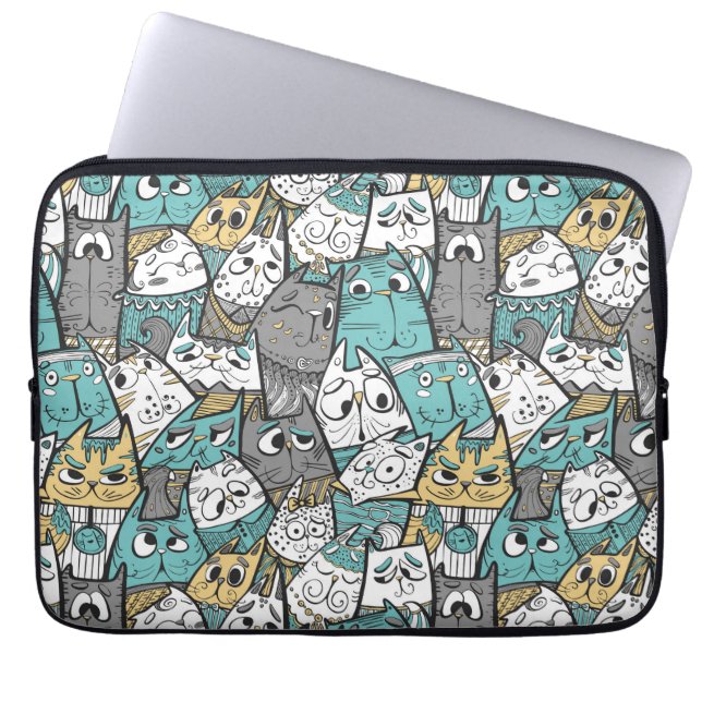 Funda Para Portátil Gatos Personalizados divertidos (Frente)