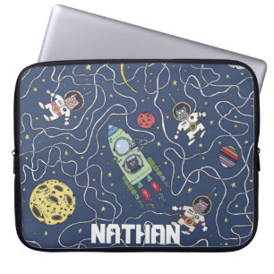 Funda Para Portátil Gatos y cohetes en el espacio personalizados