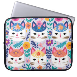 Funda Para Portátil Gatos Y Flores