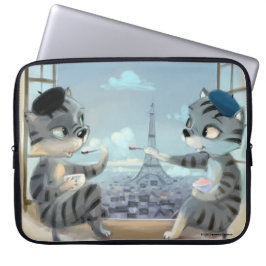 Funda para portátil Gatos y Torre Eiffel - París