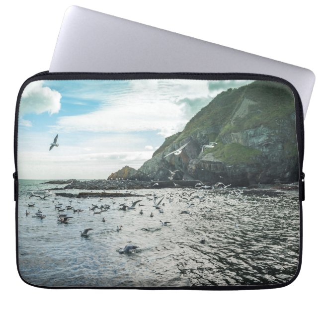 Funda Para Portátil Gaviotas volando sobre la bahía (Frente)