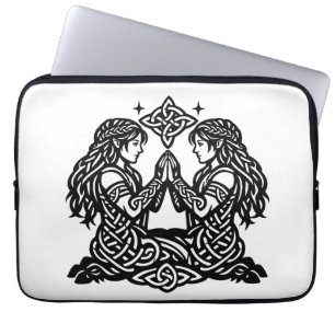 Funda Para Portátil Géminis — Gemelos del Zodiaco de Tinta Embrujada
