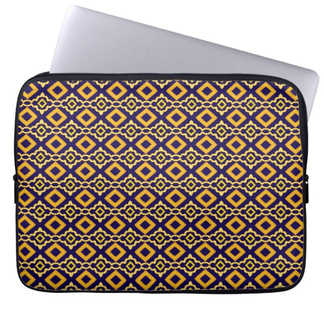 Funda Para Portátil Geometric Diamond Navy Gold Print (Frente)