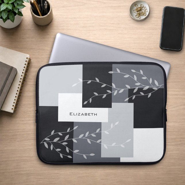 Funda para portátil geométrica botánica moderna (Subido por el creador)