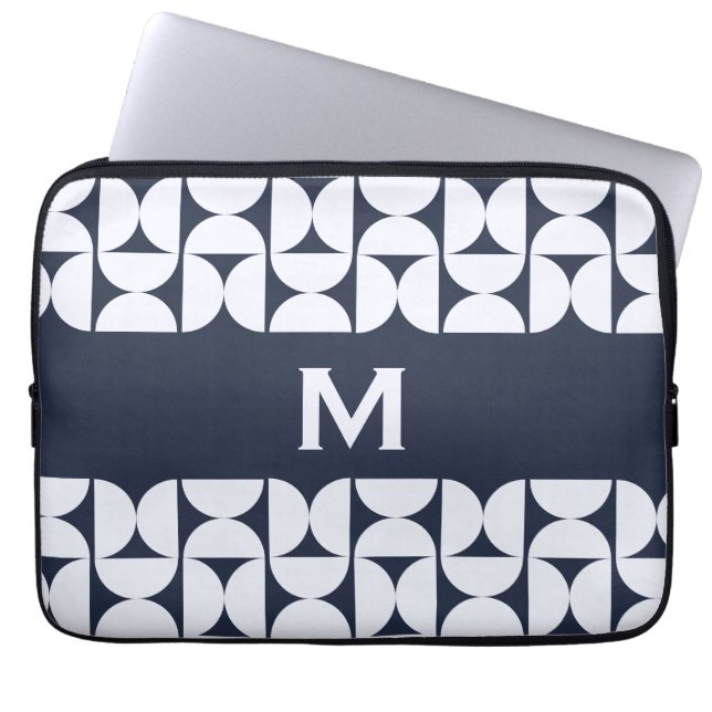 Funda para portátil geométrica de la Marina modern (Frente)