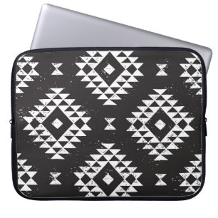 Funda Para Portátil Geométrica Navajo: Tribal Blanco Negro.