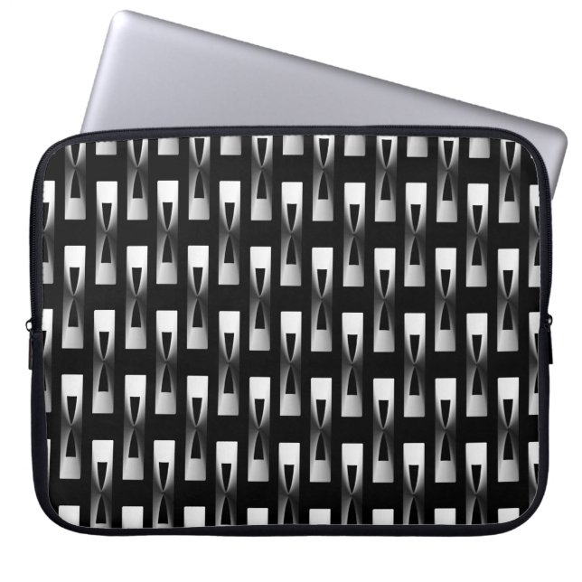 Funda Para Portátil Geométrico metálico Art Deco - Plata y Negro (Frente)