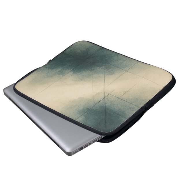 Funda Para Portátil Geometry of Emotion Pt3 Japandi Teal Gray (Inferior anverso)