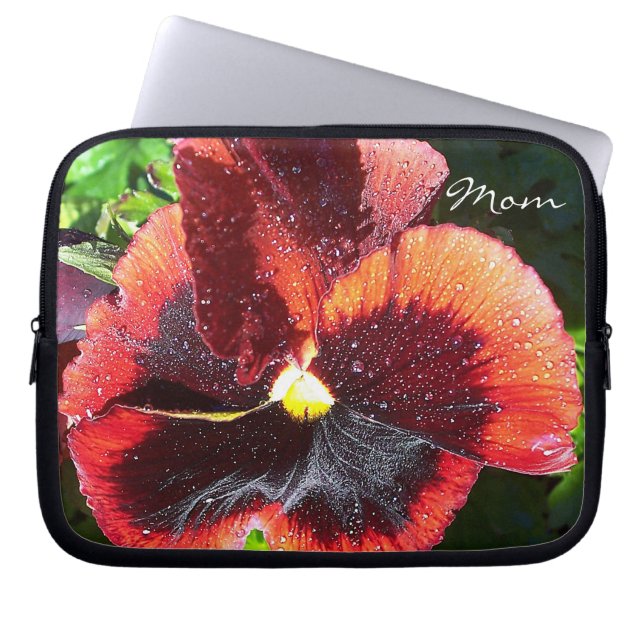 Funda Para Portátil Giant Pansy Flower "Mom" Laptop Sleeve (Frente)