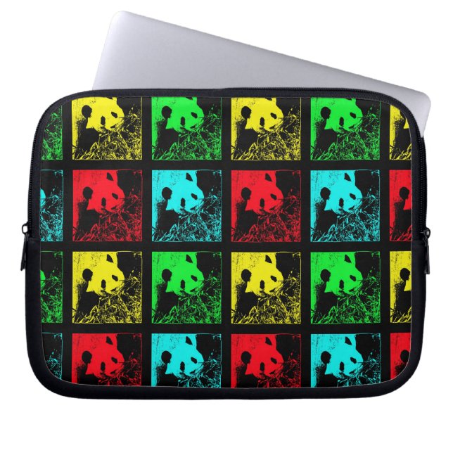 Funda Para Portátil Gigante de arte pop Panda Rojo Verde Azul Amarillo (Frente)