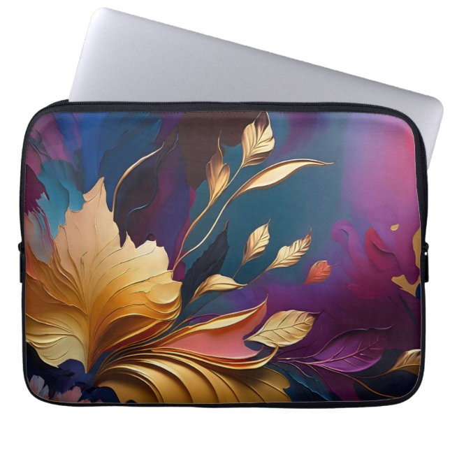 Funda Para Portátil Gilded Bloom – Abstract Floral Composition (Frente)