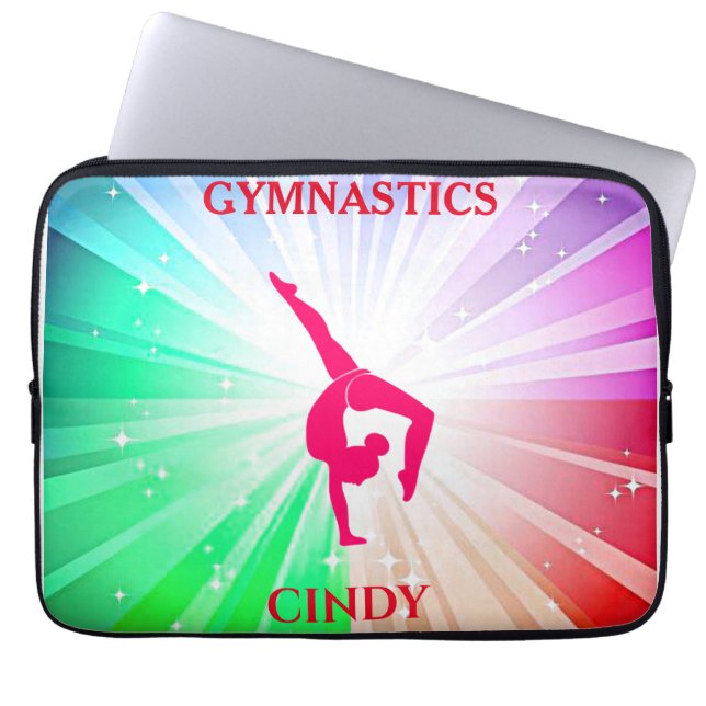 Funda Para Portátil Gimnasia Arcoiris con presión de mano Chica (Frente)