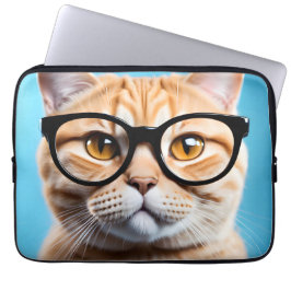 Funda Para Portátil Ginger Cat Wearing Glass