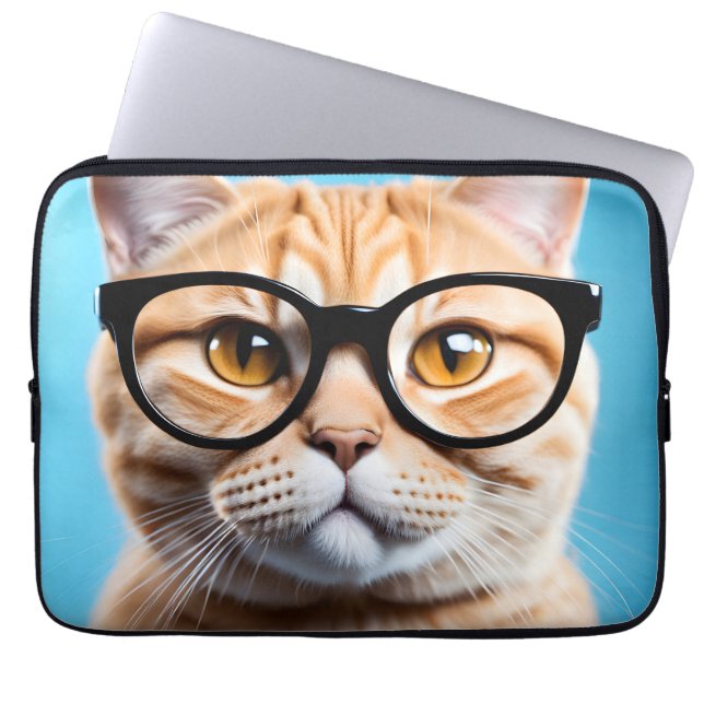 Funda Para Portátil Ginger Cat Wearing Glass (Frente)