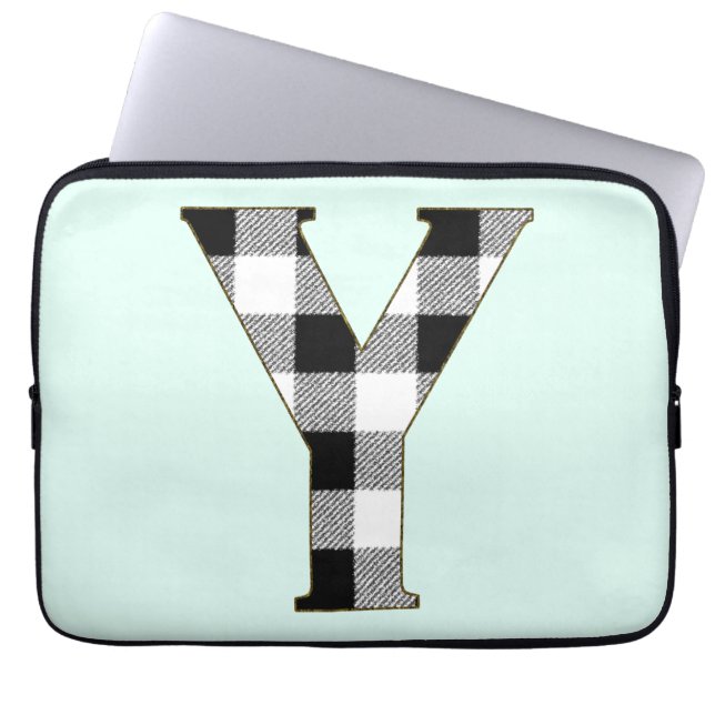 Funda Para Portátil Gingham Check Y (Frente)