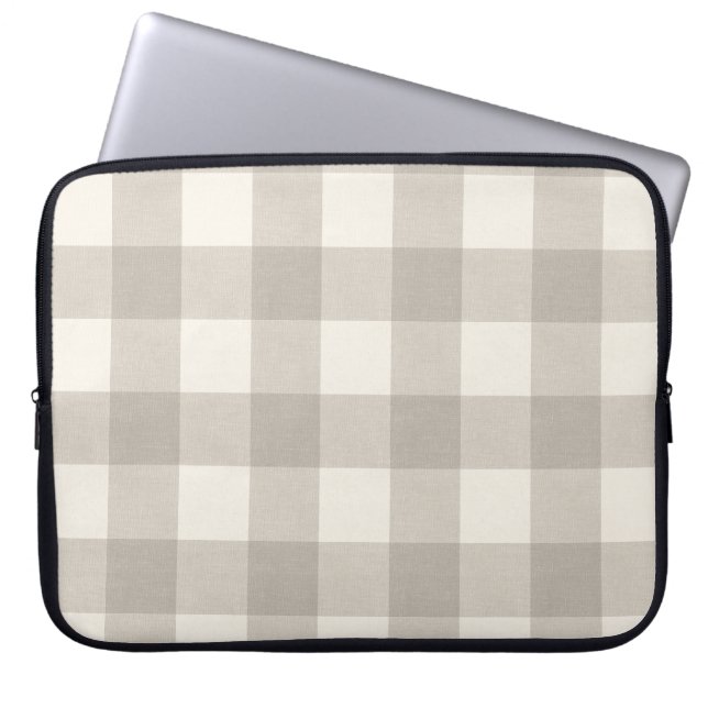 Funda Para Portátil Gingham comprueba el beige neutro (Frente)