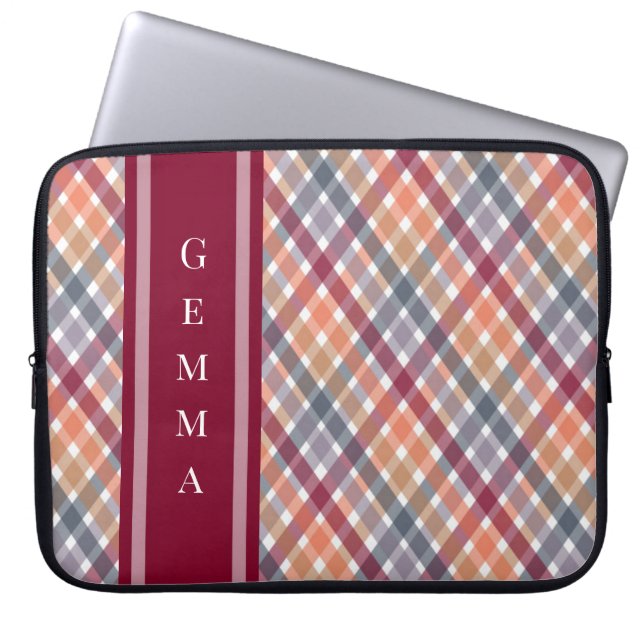 Funda Para Portátil Gingham de Otoño (Frente)
