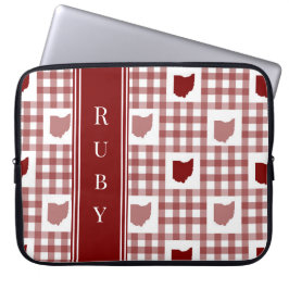Funda Para Portátil Gingham Rojo de Ohio