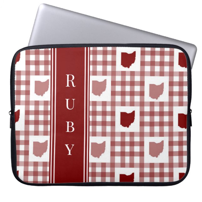 Funda Para Portátil Gingham Rojo de Ohio (Frente)