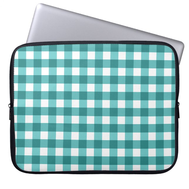 Funda Para Portátil gingham verde azulada (Frente)