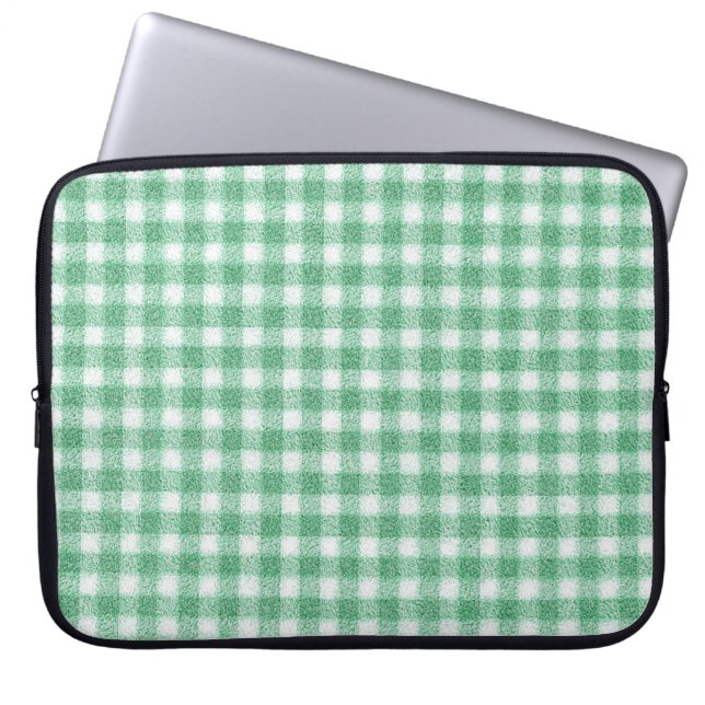 Funda Para Portátil Gingham Verde Menta  (Frente)