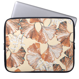 Funda Para Portátil Gingko con frutos sin costura. Acuarela fl