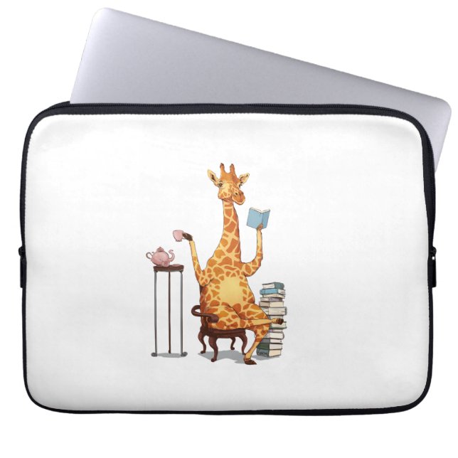 Funda Para Portátil Girafas, libros y obsequios de té (Frente)