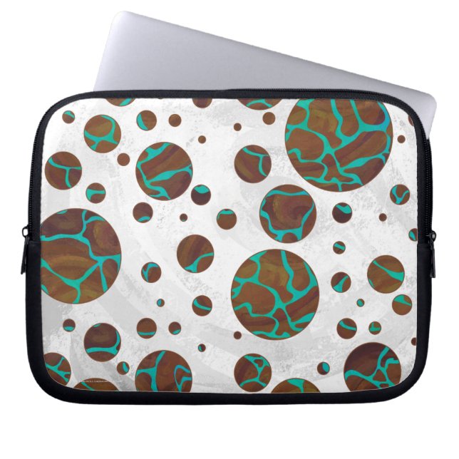 Funda Para Portátil Giraffe Brown y la impresión Verde azulada (Frente)