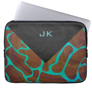 Funda Para Portátil Giraffe Brown y la impresión Verde azulada
