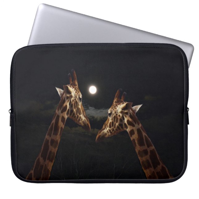 Funda Para Portátil Giraffe Love In The Moonlight, (Frente)