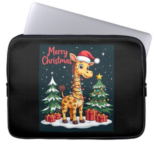 Funda Para Portátil Giraffe Merry Árbol de Navidad iluminando Santa Gi