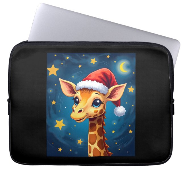 Funda Para Portátil Giraffe Santa Hat Starry Night Holiday L (Frente)