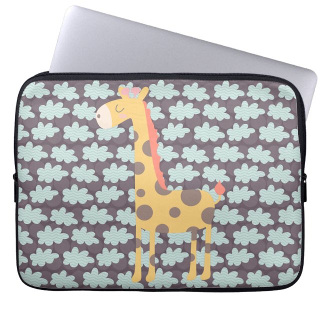 Funda Para Portátil Giraffe y nubes (Frente)
