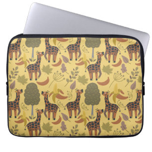 Funda Para Portátil Giraffilia patrón transparente fondo amarillo