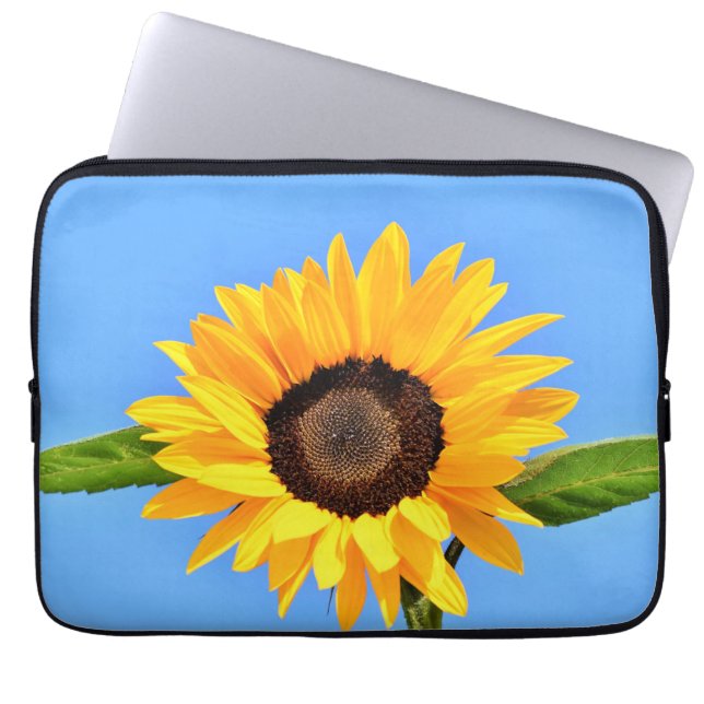 Funda Para Portátil Girasol amarillo contra el sol en el cielo azul -  (Frente)