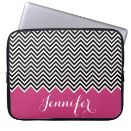 Funda Para Portátil GIRLY HOT PINK MAGENTA Personalizado de Chevron bl