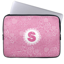 Funda Para Portátil Girly Pink Berry Strawberry Cherry Modern.