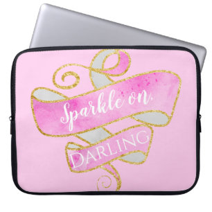 Funda Para Portátil Girly Rubor Pink Gold Purpurina, atrevido