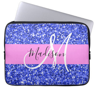 Funda Para Portátil Glam Dark Purpurina Rosa Azul Oscuro Esparkles Nom