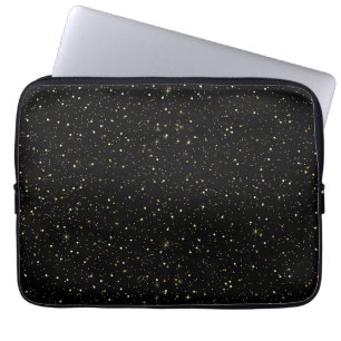Funda Para Portátil Glam purpurina de oro y chispas en imagen negra