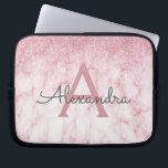 Funda Para Portátil Glam Rosa Gold Purpurina Marble Sparkle Monograma<br><div class="desc">Glam Rosa Gold Ombre Faux Purpurina y Sparkle Marble Stone Moderno y elegante Funda Monograma. Este funda se puede personalizar para incluir su nombre inicial y su nombre de pila.</div>