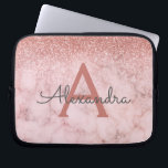 Funda Para Portátil Glam Rosa Gold Purpurina Marble Sparkle Monograma<br><div class="desc">Glam Rosa Gold - Purpurina Rosa Ombre Faux y Esparkle Marble Stone Moderno y elegante Funda Monograma. Este funda se puede personalizar para incluir su nombre inicial y su nombre de pila.</div>