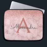 Funda Para Portátil Glam Rosa Gold Purpurina Marble Sparkle Monograma<br><div class="desc">Glam Rosa Gold - Purpurina Rosa Ombre Faux y Esparkle Marble Stone Moderno y elegante Funda Monograma. Este funda se puede personalizar para incluir su nombre inicial y su nombre de pila.</div>