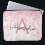 Funda Para Portátil Glam Rosa Gold Purpurina Marble Sparkle Monograma<br><div class="desc">Glam Rosa Gold Ombre Faux Purpurina y Sparkle Marble Stone Moderno y elegante Funda Monograma. Este funda se puede personalizar para incluir su nombre inicial y su nombre de pila.</div>