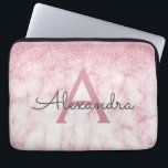 Funda Para Portátil Glam Rosa Gold Purpurina Marble Sparkle Monograma<br><div class="desc">Glam Rosa Gold Ombre Faux Purpurina y Sparkle Marble Stone Moderno y elegante Funda Monograma. Este funda se puede personalizar para incluir su nombre inicial y su nombre de pila.</div>