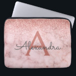 Funda Para Portátil Glam Rosa Gold Purpurina Marble Sparkle Monograma<br><div class="desc">Glam Rosa Gold - Purpurina Rosa Ombre Faux y Esparkle Marble Stone Moderno y elegante Funda Monograma. Este funda se puede personalizar para incluir su nombre inicial y su nombre de pila.</div>