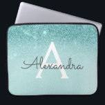 Funda Para Portátil Glam Verde azulada Aqua Blue Purpurina y Sparkle M<br><div class="desc">Glam Verde azulado - Aqua Blue - Mint Ombre Faux Purpurina y Sparkle Modern y Elegante Funda Monograma. Este funda se puede personalizar para incluir su nombre inicial y su nombre de pila.</div>