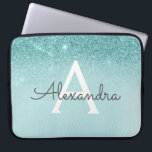 Funda Para Portátil Glam Verde azulada Aqua Blue Purpurina y Sparkle M<br><div class="desc">Glam Verde azulado - Aqua Blue - Mint Ombre Faux Purpurina y Sparkle Modern y Elegante Funda Monograma. Este funda se puede personalizar para incluir su nombre inicial y su nombre de pila.</div>